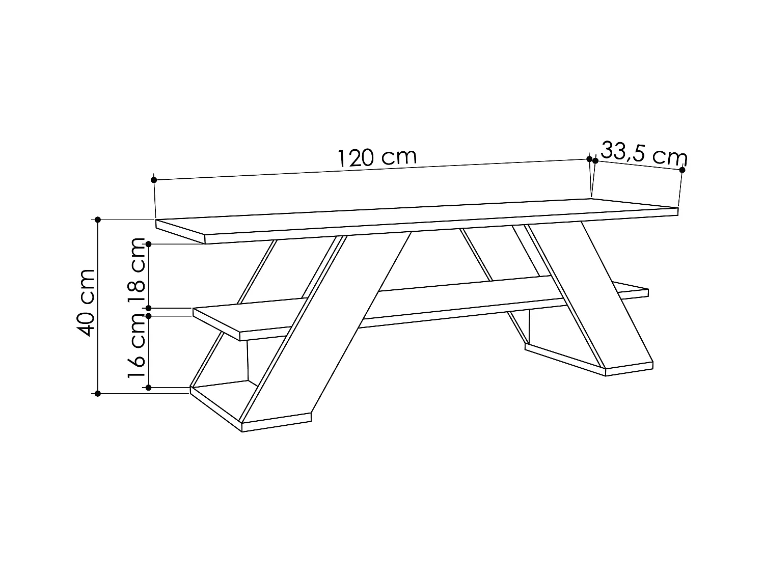 Fernsehtisch FARFALLA- Weiß, 40x120x34