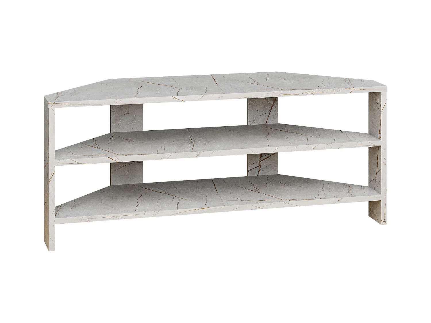 Decortie Effet Marbre Doré 36x110x45cm Meuble TV d'angle pour TV jusqu'à 32" en aggloméré Centre multimédia Thales