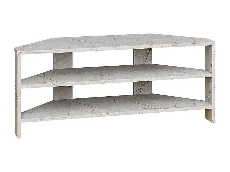 Decortie Effet Marbre Doré 36x110x45cm Meuble TV d'angle pour TV jusqu'à 32" en aggloméré Centre multimédia Thales