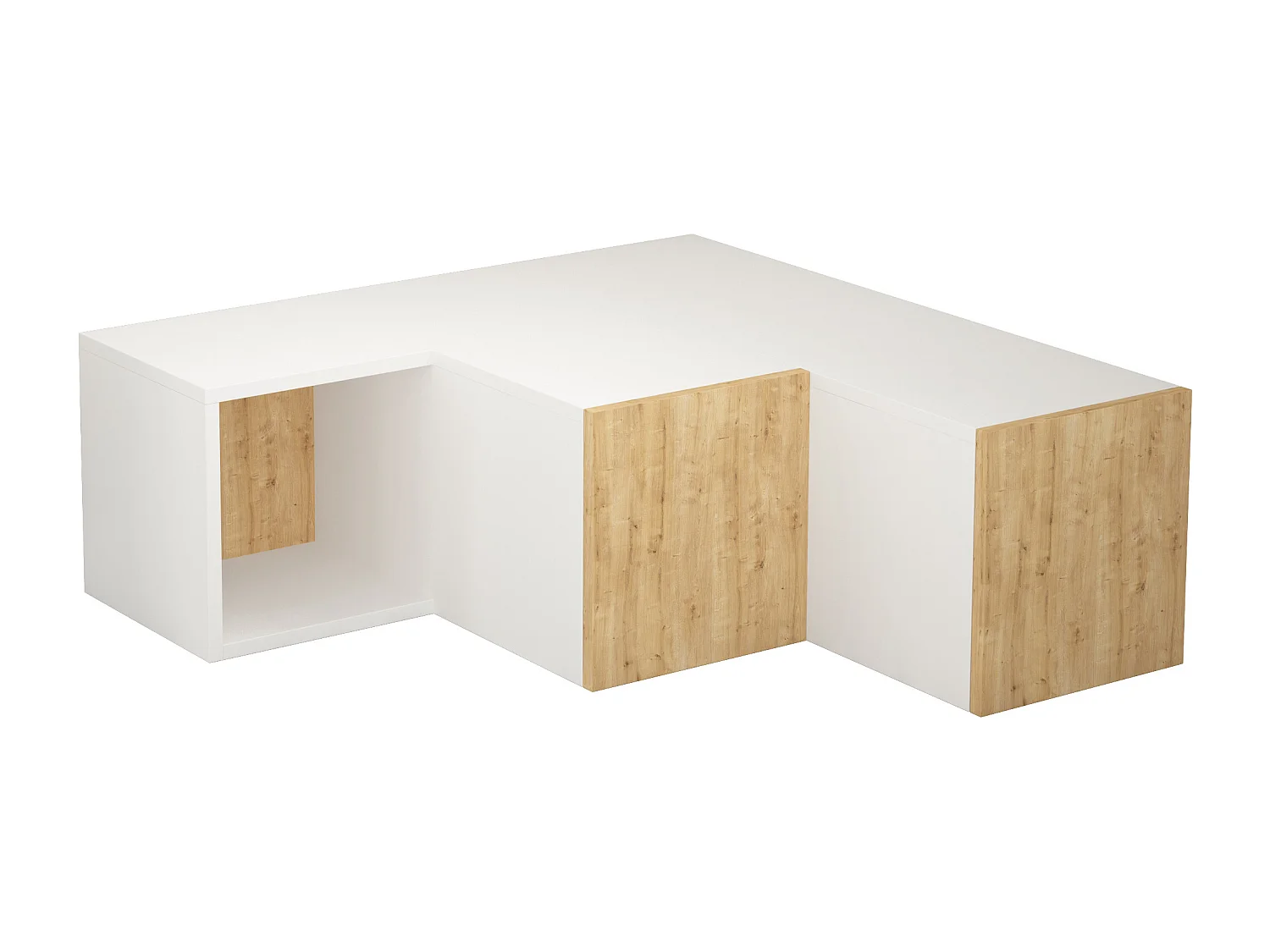 Decortie Blanc 90.6x94.2x31.4cm Meuble TV d'Angle Jusqu'à 43" Pouces Panneau de Particules Centre Multimédia Compact