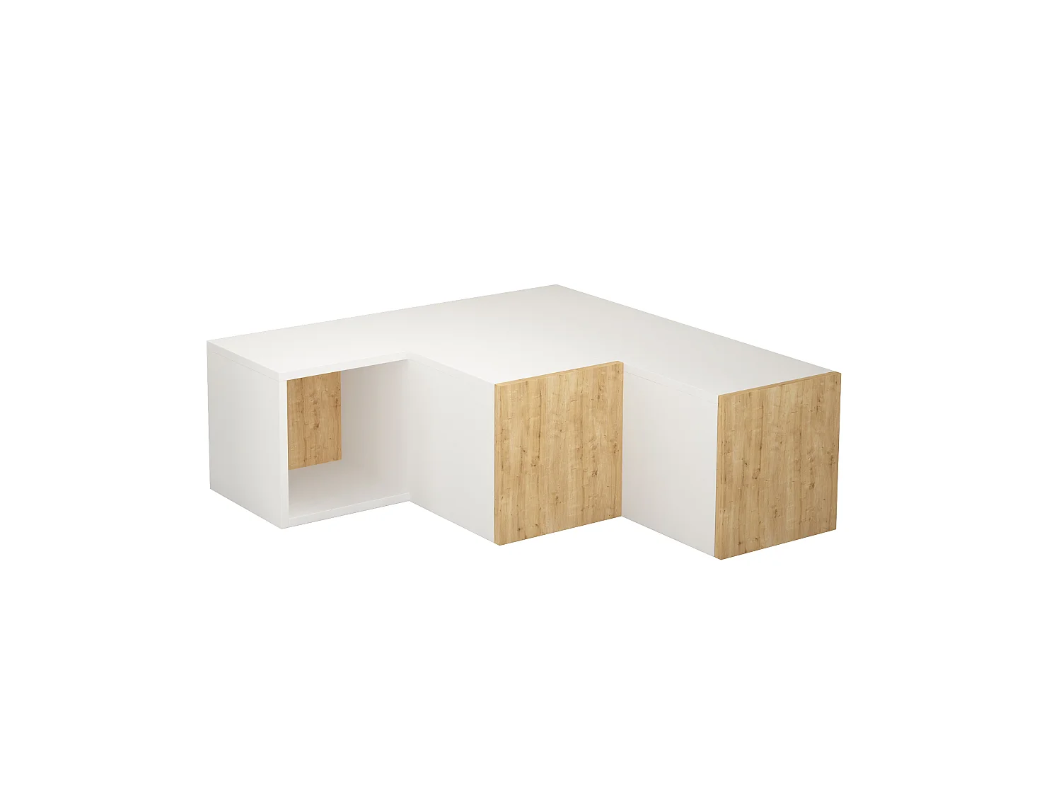 TV - Ständer COMPACT - Weiß-Eiche - 94,2 x 90,6 x 31,4 cm