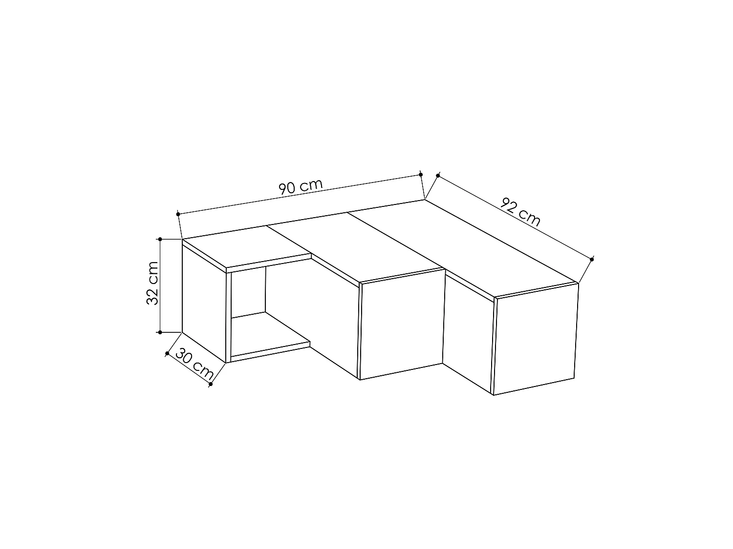 TV - Ständer COMPACT - Weiß-Eiche - 94,2 x 90,6 x 31,4 cm