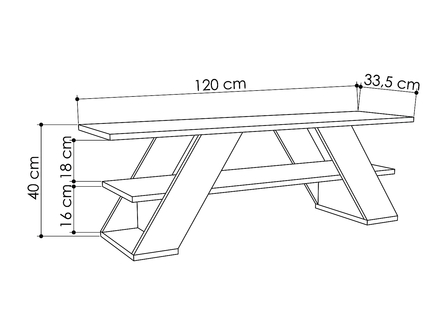 Table TV FARFALLA- blanc, 40x120x34