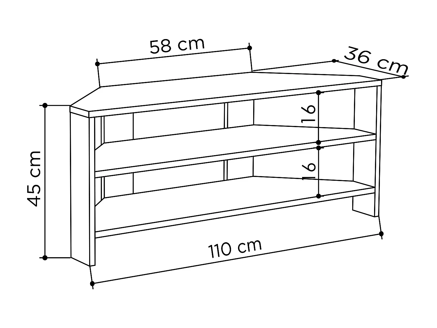 Tavolo TV angolare THALES- bianco, 45x114x36