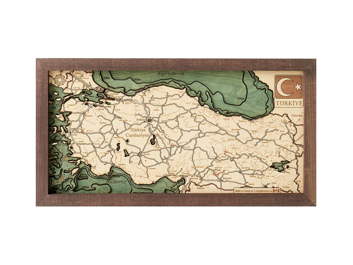 Carte 3D avec Cadre Turquie L, Multicouleur, 81x6x41 cm, CUTTING BROTHERS