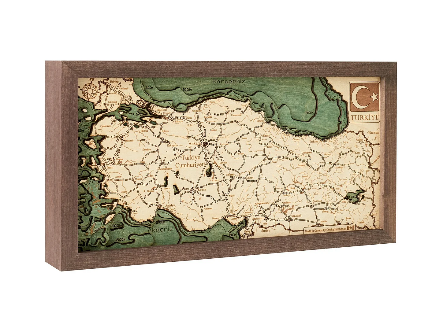 3D Kaart met Lijst Turkije L, Veelkleurig, 81x6x41 cm, CUTTING BROTHERS