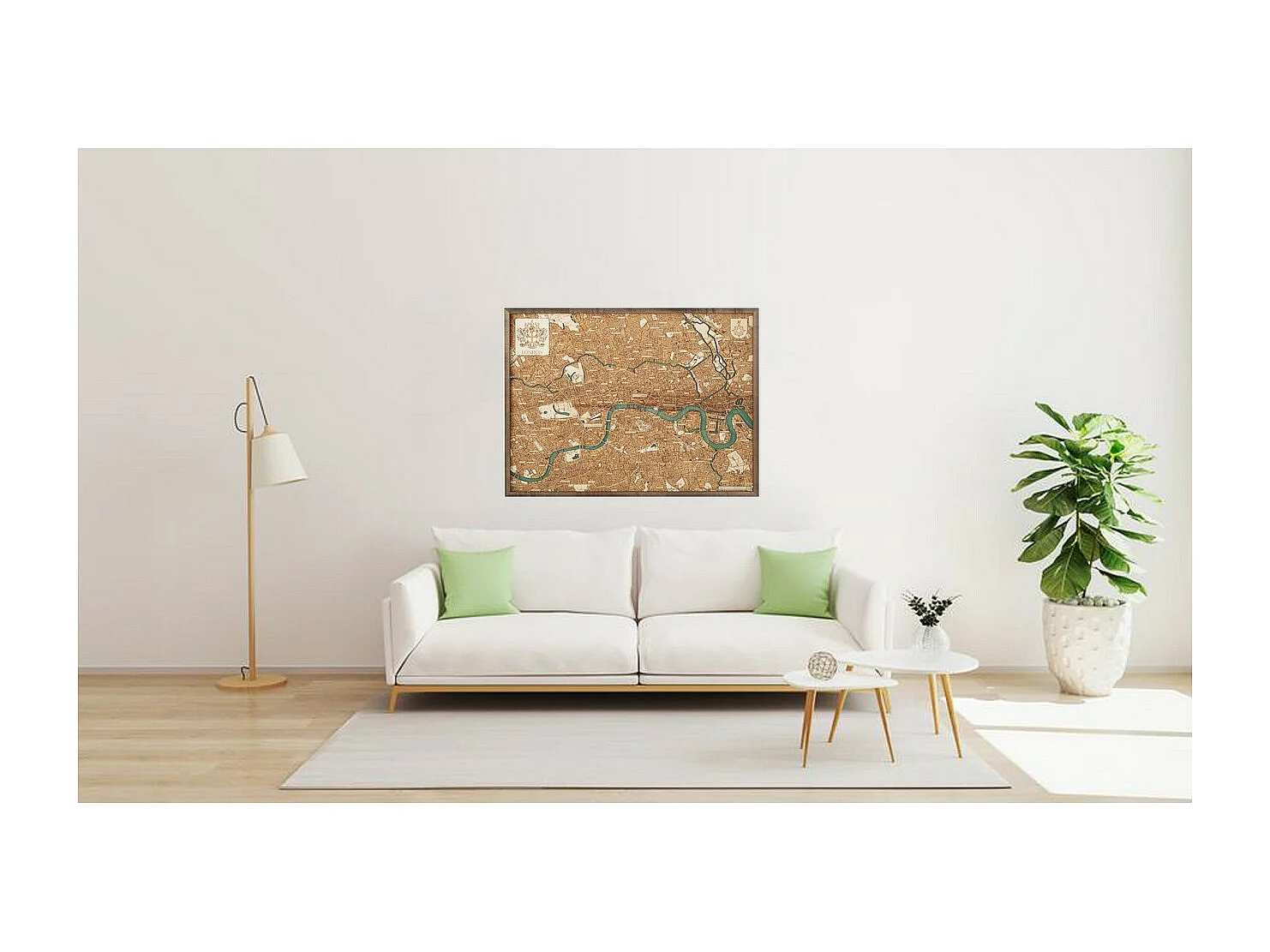 3D Kaart met Lijst Londen L, Veelkleurig, 81x6x61 cm, CUTTING BROTHERS