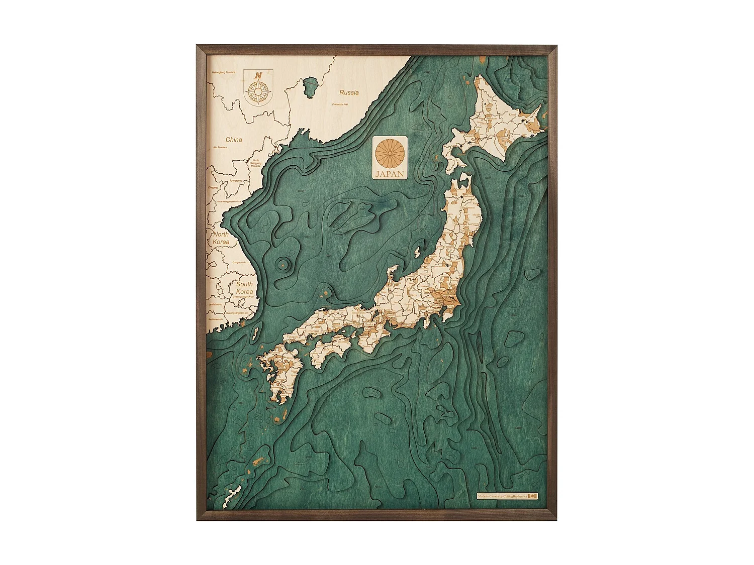 Mapa 3D z Ramką Japonia, Wielokolorowy, 61x6x81 cm, CUTTING BROTHERS