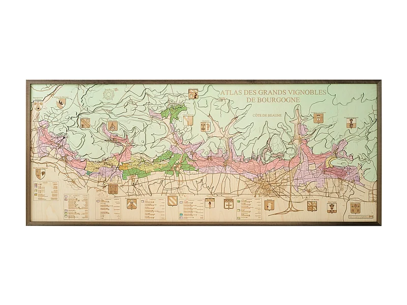 3D Kaart met Lijst Côte de Beaune, Veelkleurig, 152x6x61 cm, CUTTING BROTHERS