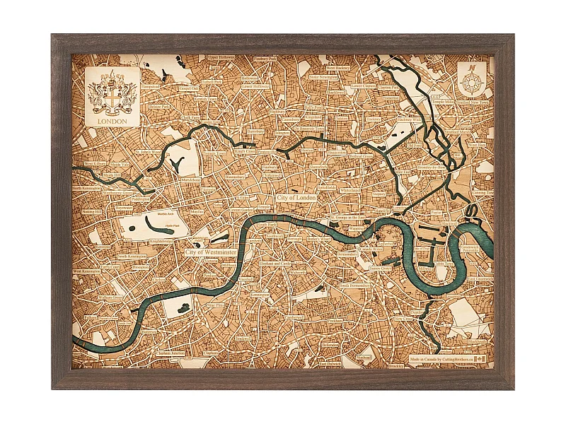 3D Kaart met Lijst Londen S, Veelkleurig, 41x6x31 cm, CUTTING BROTHERS