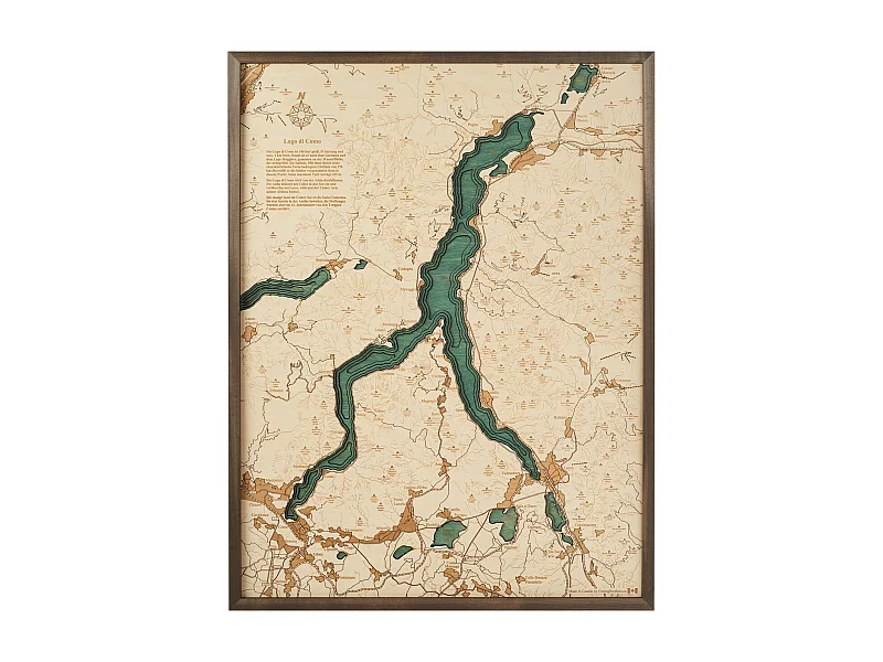 3D Kaart met Lijst Comomeer L, Veelkleurig, 61x6x81 cm, CUTTING BROTHERS