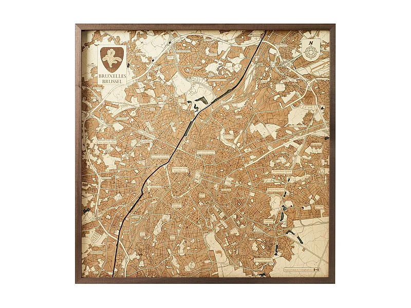 Carte 3D avec Cadre Bruxelles L, Multicouleur, 76x6x76 cm, CUTTING BROTHERS