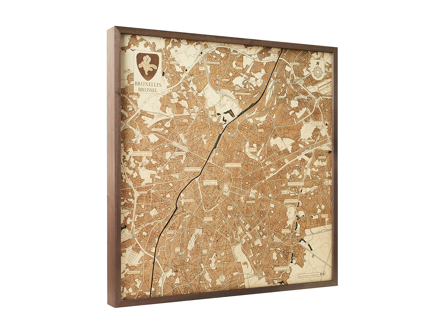 Carte 3D avec Cadre Bruxelles L, Multicouleur, 76x6x76 cm, CUTTING BROTHERS