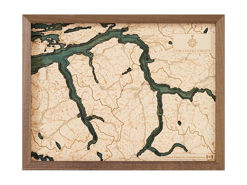 Mapa 3D com Moldura Fiordes de Geiranger S, Multicolorido, 41x6x31 cm, CUTTING BROTHERS