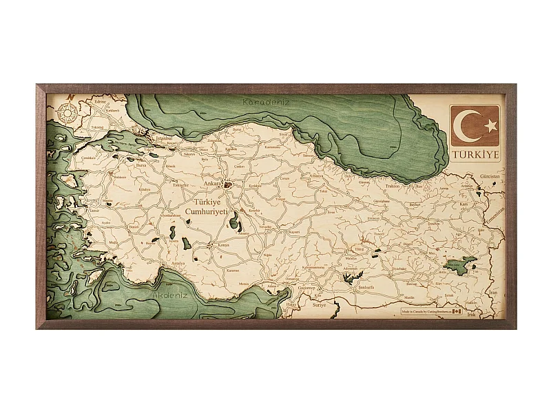 Mapa 3D com Moldura Turquia S, Multicolorido, 41x6x20 cm, CUTTING BROTHERS