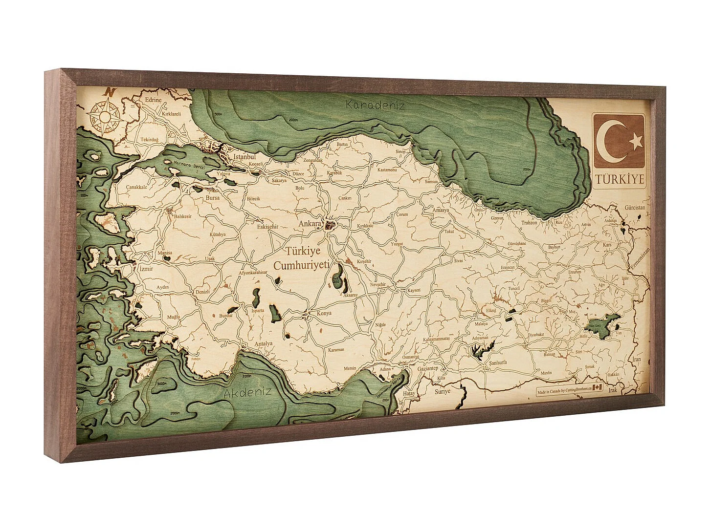 Mapa 3D com Moldura Turquia S, Multicolorido, 41x6x20 cm, CUTTING BROTHERS