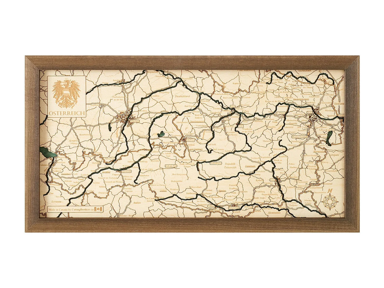 Carte 3D avec Cadre Autriche S, Multicouleur, 41x6x20 cm, CUTTING BROTHERS