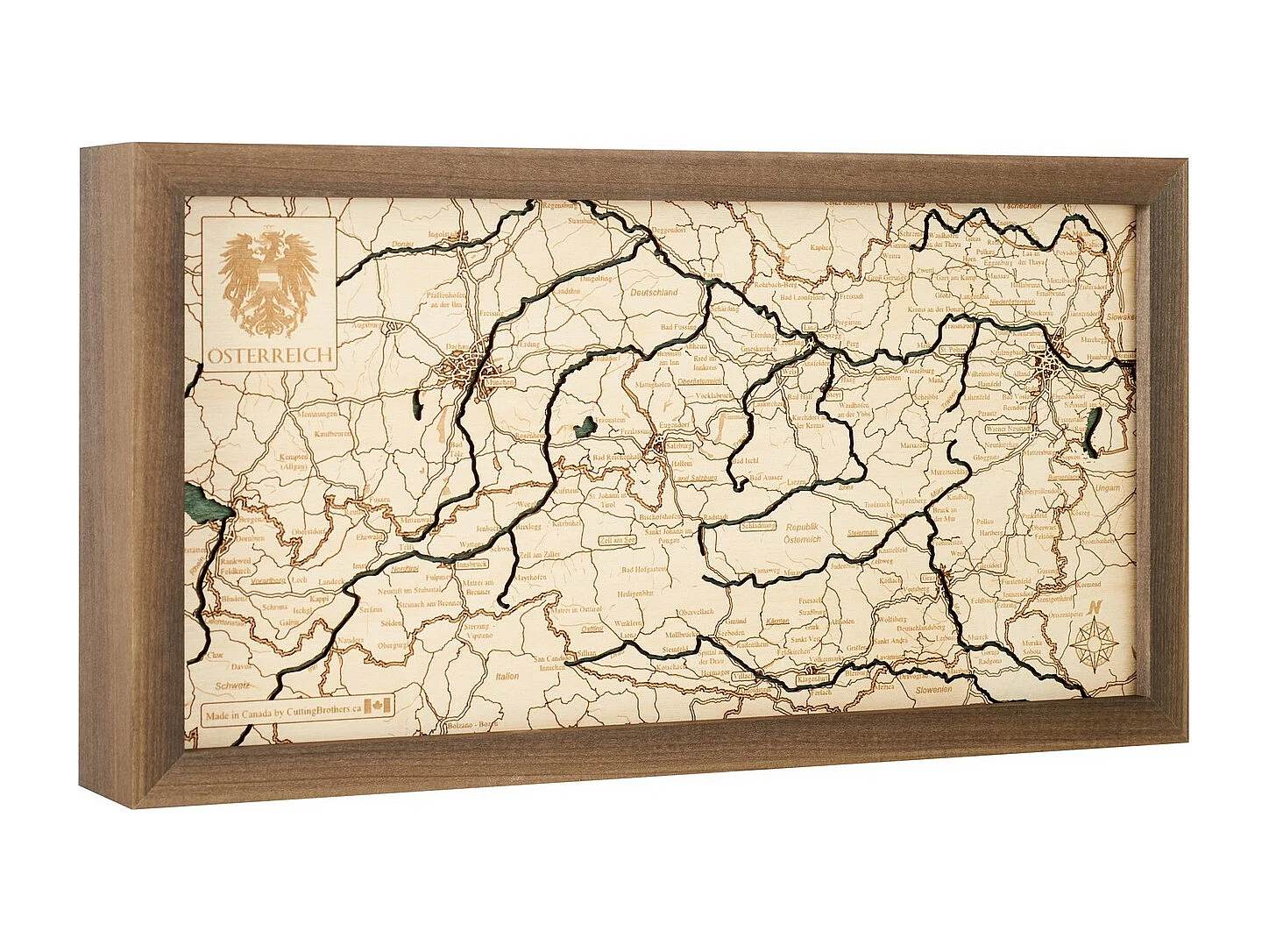 Carte 3D avec Cadre Autriche S, Multicouleur, 41x6x20 cm, CUTTING BROTHERS