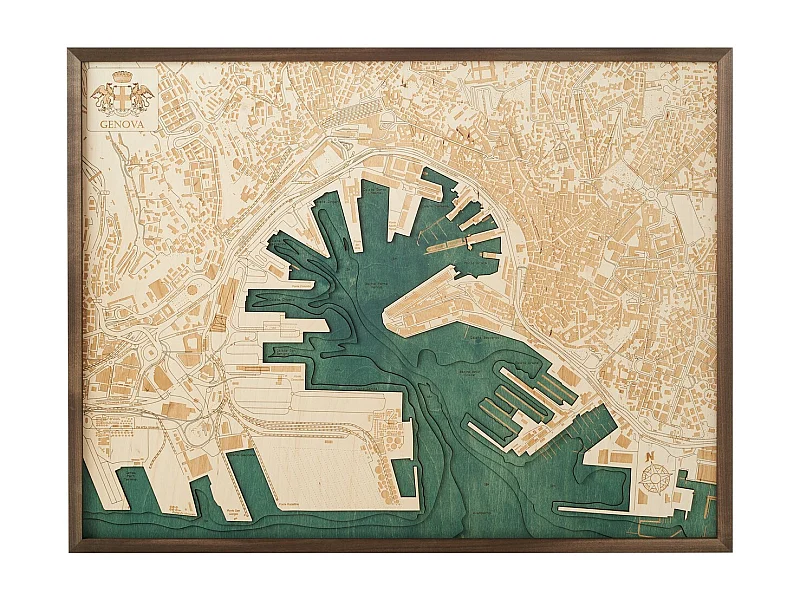 Mappa 3D con Cornice Genova, Multicolore, 81x6x61 cm, CUTTING BROTHERS