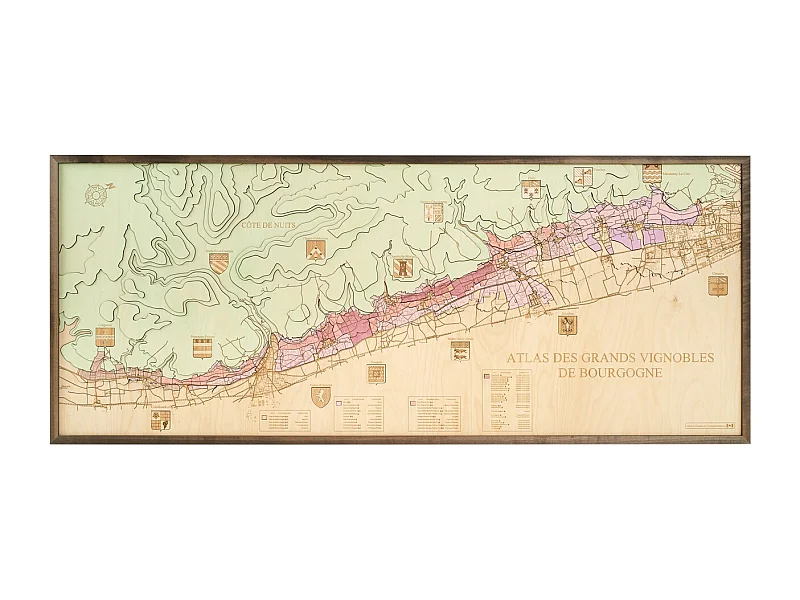 3D Kaart met Lijst Côte de Nuits, Veelkleurig, 152x6x61 cm, CUTTING BROTHERS