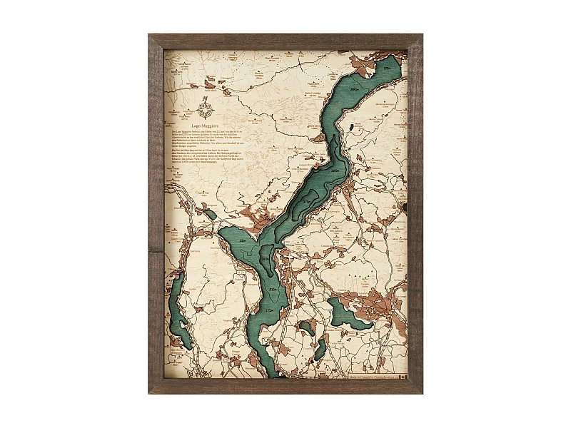 3D Kaart met Lijst Maggiore Meer S, Veelkleurig, 31x6x41 cm, CUTTING BROTHERS