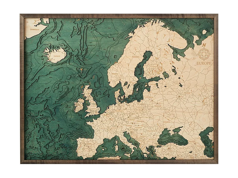 Mapa 3D con Marco Europa L, Multicolor, 81x6x61 cm, CUTTING BROTHERS
