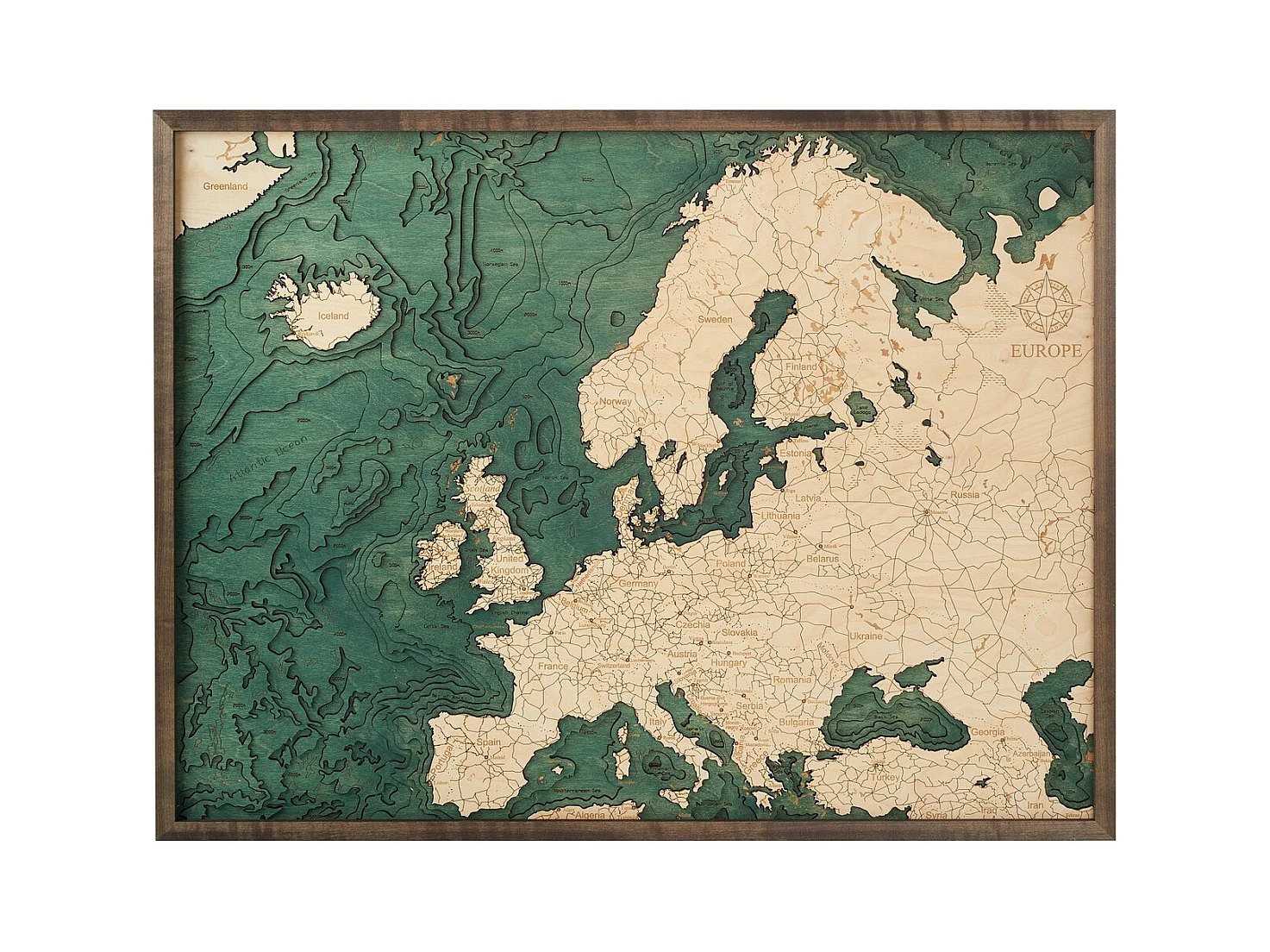 Mapa 3D con Marco Europa L, Multicolor, 81x6x61 cm, CUTTING BROTHERS