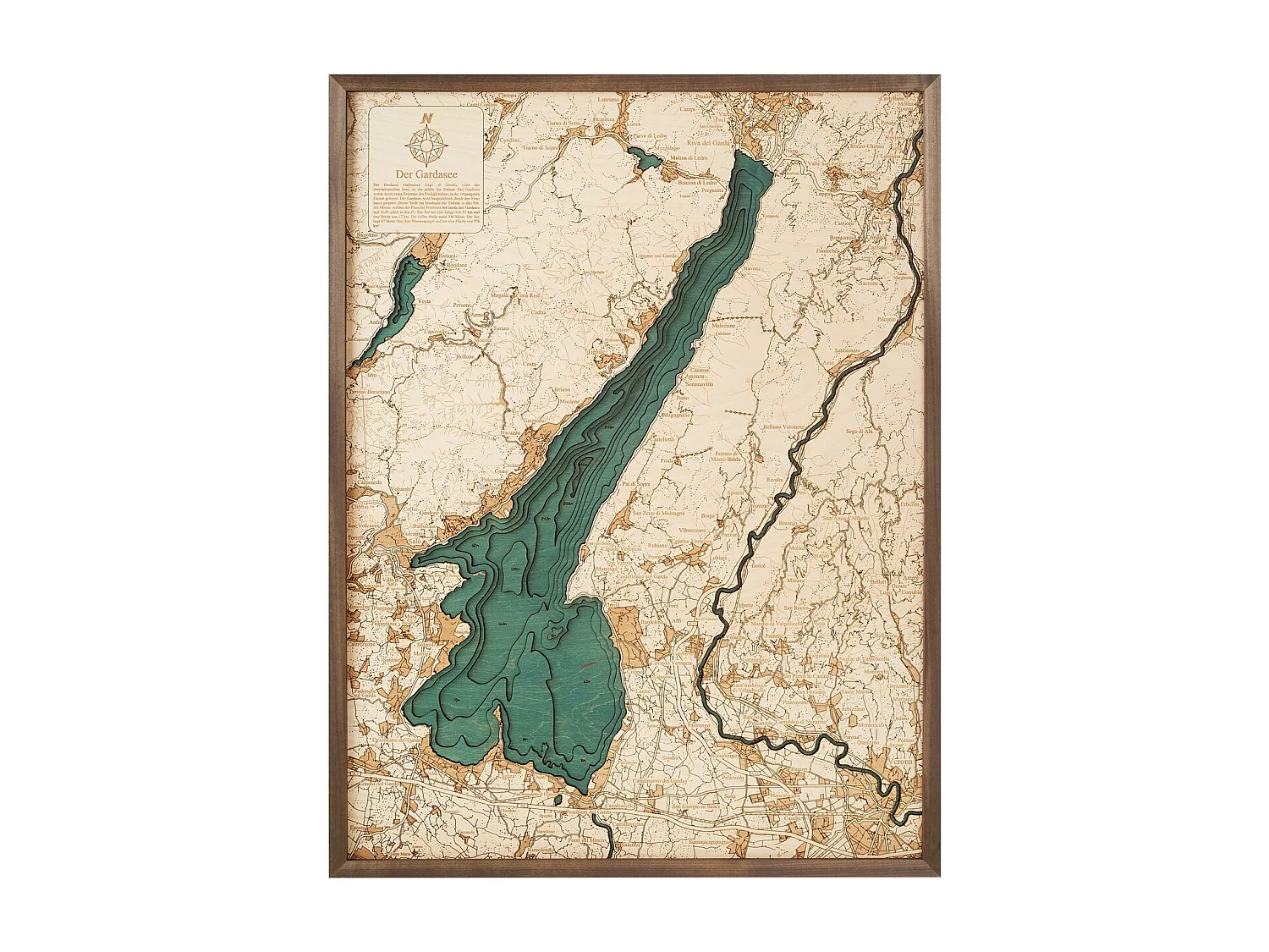 Carte 3D avec Cadre Lac de Garde L, Multicouleur, 61x6x81 cm, CUTTING BROTHERS