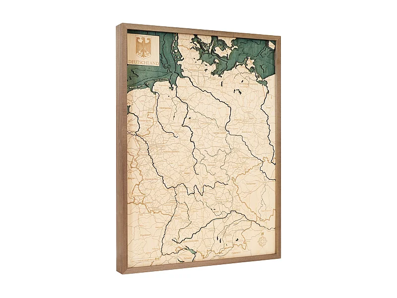 Mapa 3D com Moldura Alemanha, Multicolorido, 61x6x81 cm, CUTTING BROTHERS