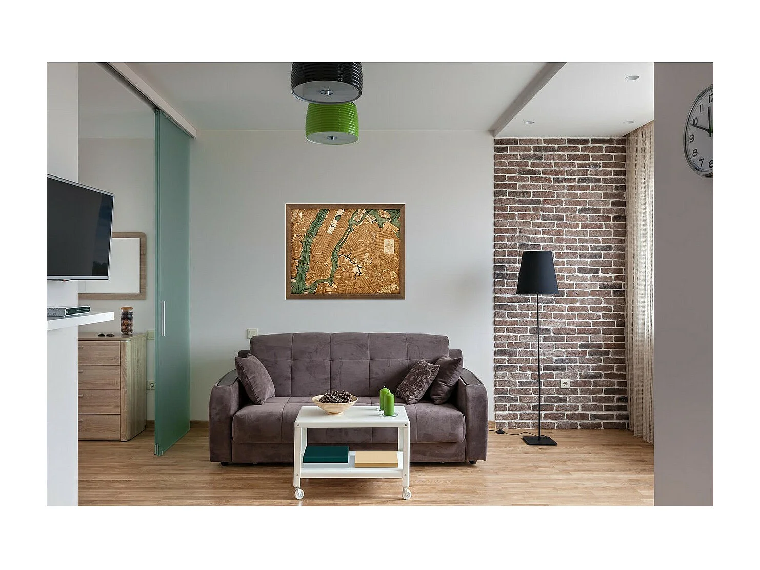 Mapa 3D com Moldura Nova Iorque L, Multicolorido, 81x6x61 cm, CUTTING BROTHERS