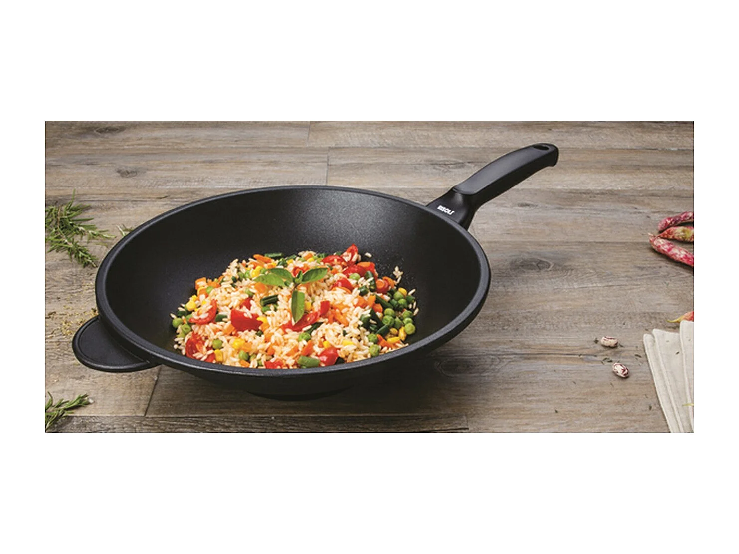 Wok Explora, Preto, 30x30x10 cm, Risolì