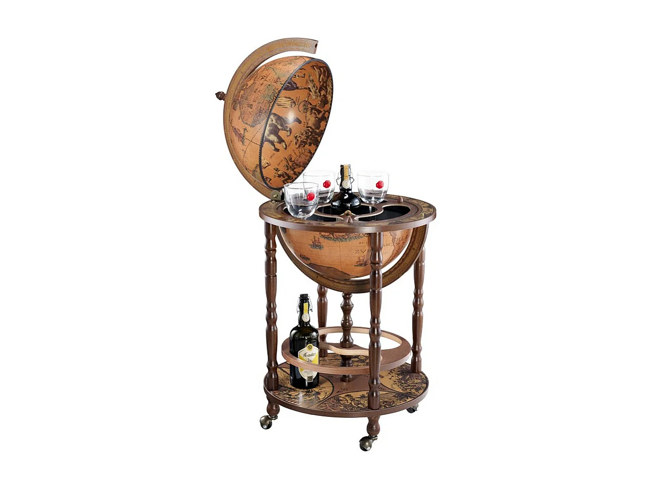 Meuble de Bar Globe Minerva, Marron, 50x50x93 cm, ZOFFOLI