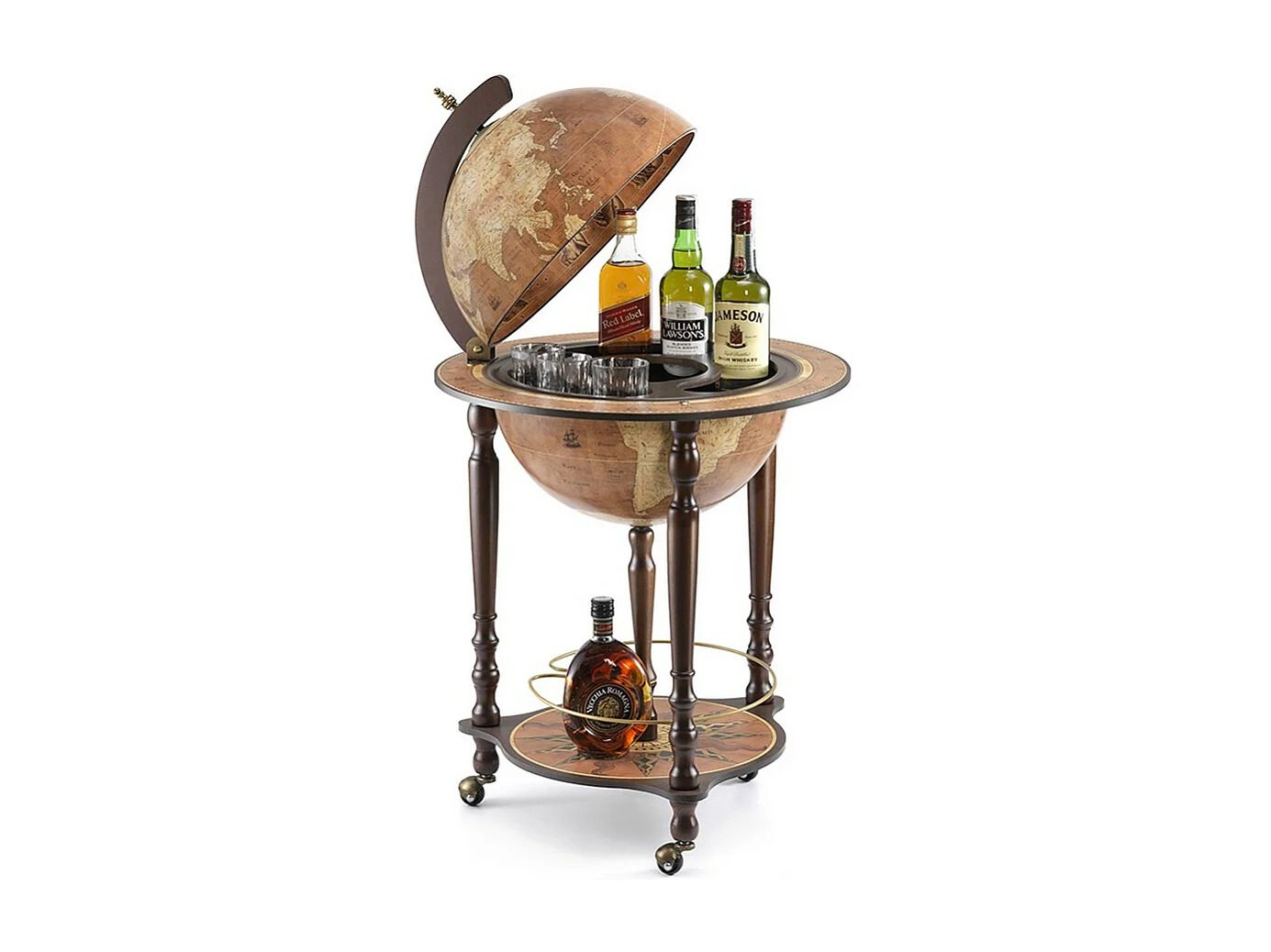Meuble de Bar Globe Da Vinci, Marron, 55x55x93 cm, ZOFFOLI