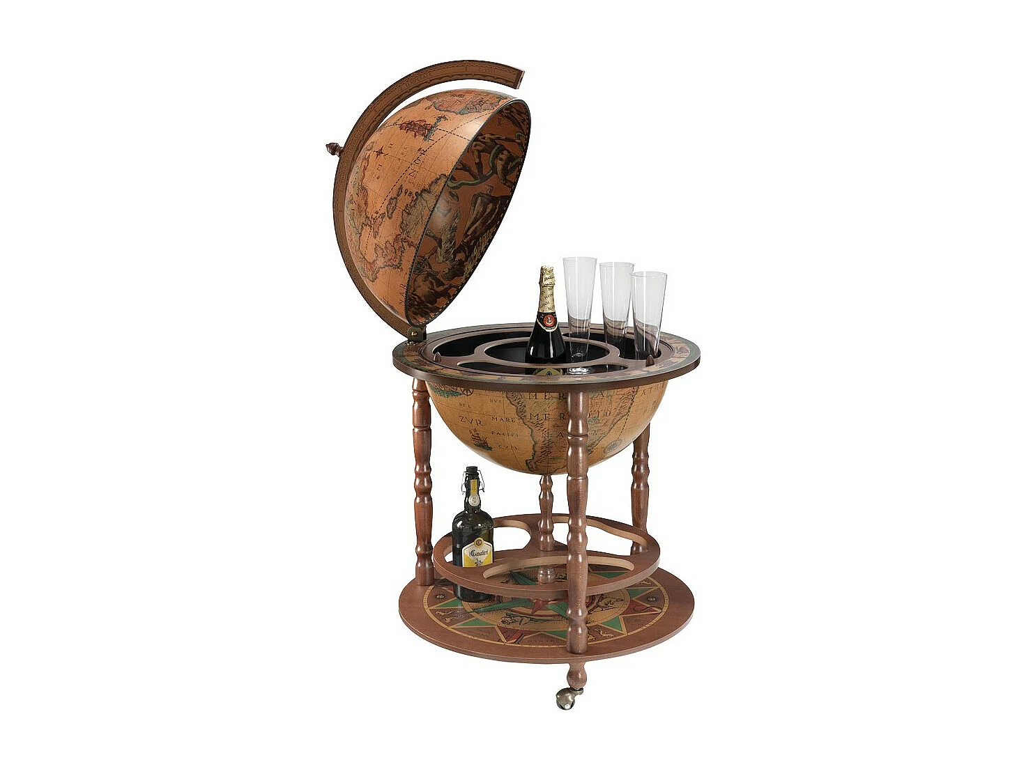 Bar Tafelglobe Calipso, Bruin, 60x60x98 cm, ZOFFOLI