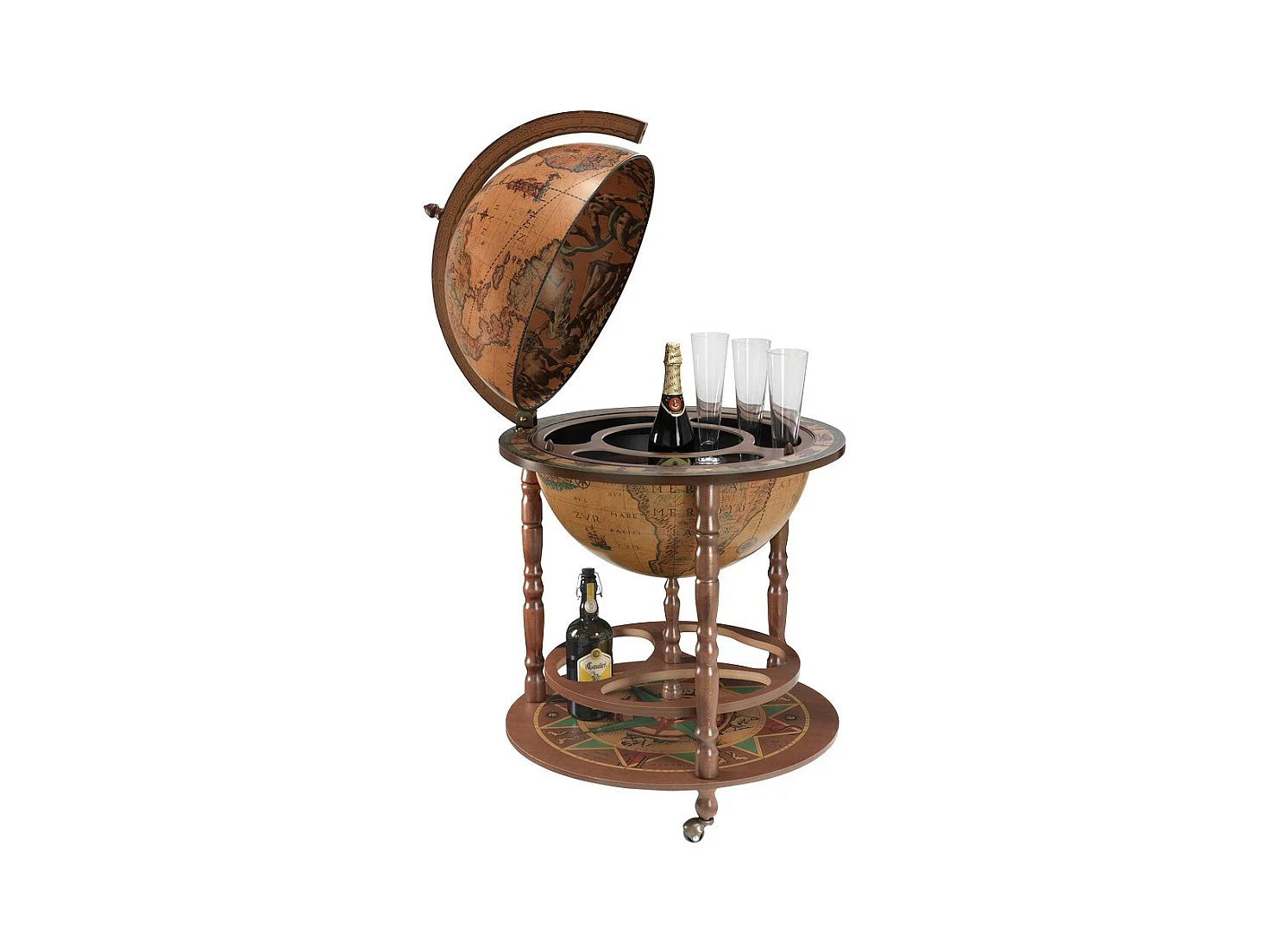 Bar Tafelglobe Calipso, Bruin, 60x60x98 cm, ZOFFOLI