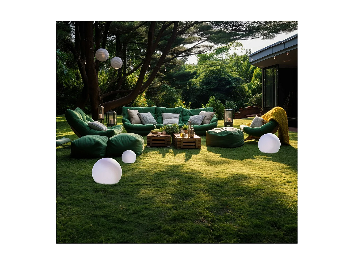 Oplaadbare Buitenlamp Lucilla, Wit, 60x60x60 cm, Majestic