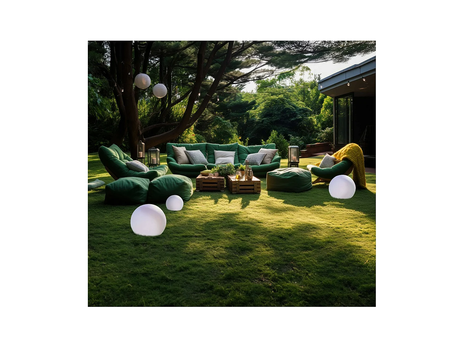 Lámpara de Exterior Recargable Lucilla, Blanco, 35x35x35 cm, Majestic