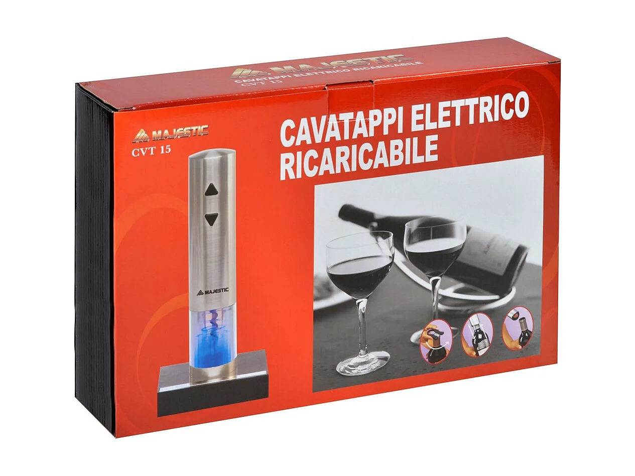 Tire-Bouchon Électrique Party, Argent, 4x4x15 cm, Majestic