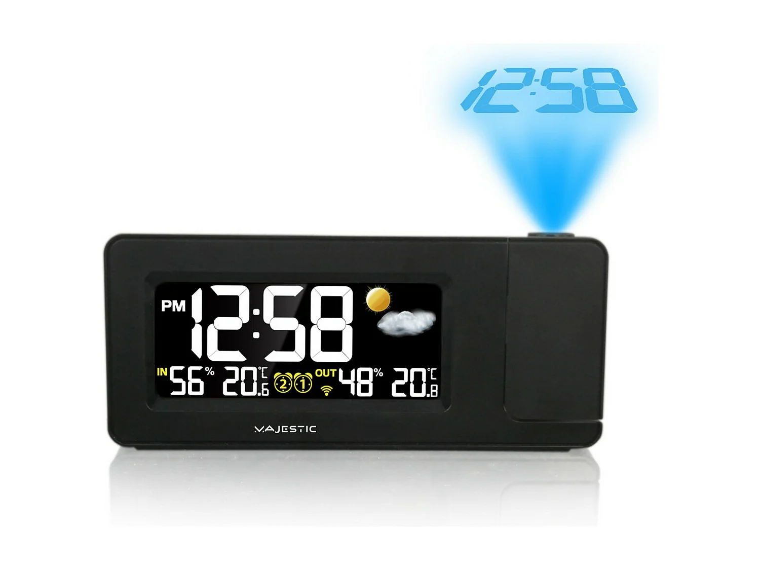 Despertador com Estação Barométrica Smart, Preto, 16,8x3,2x7,3 cm, Majestic