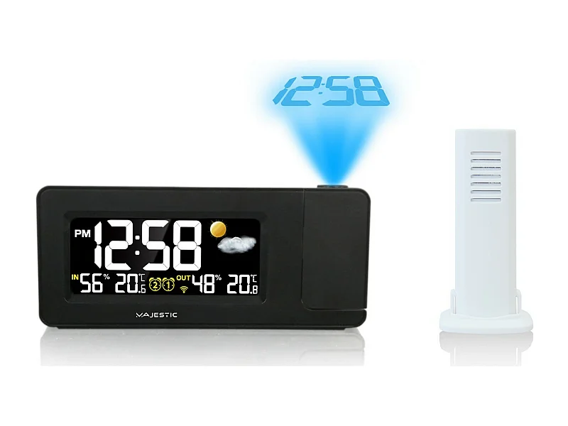 Despertador com Estação Barométrica Smart, Preto, 16,8x3,2x7,3 cm, Majestic