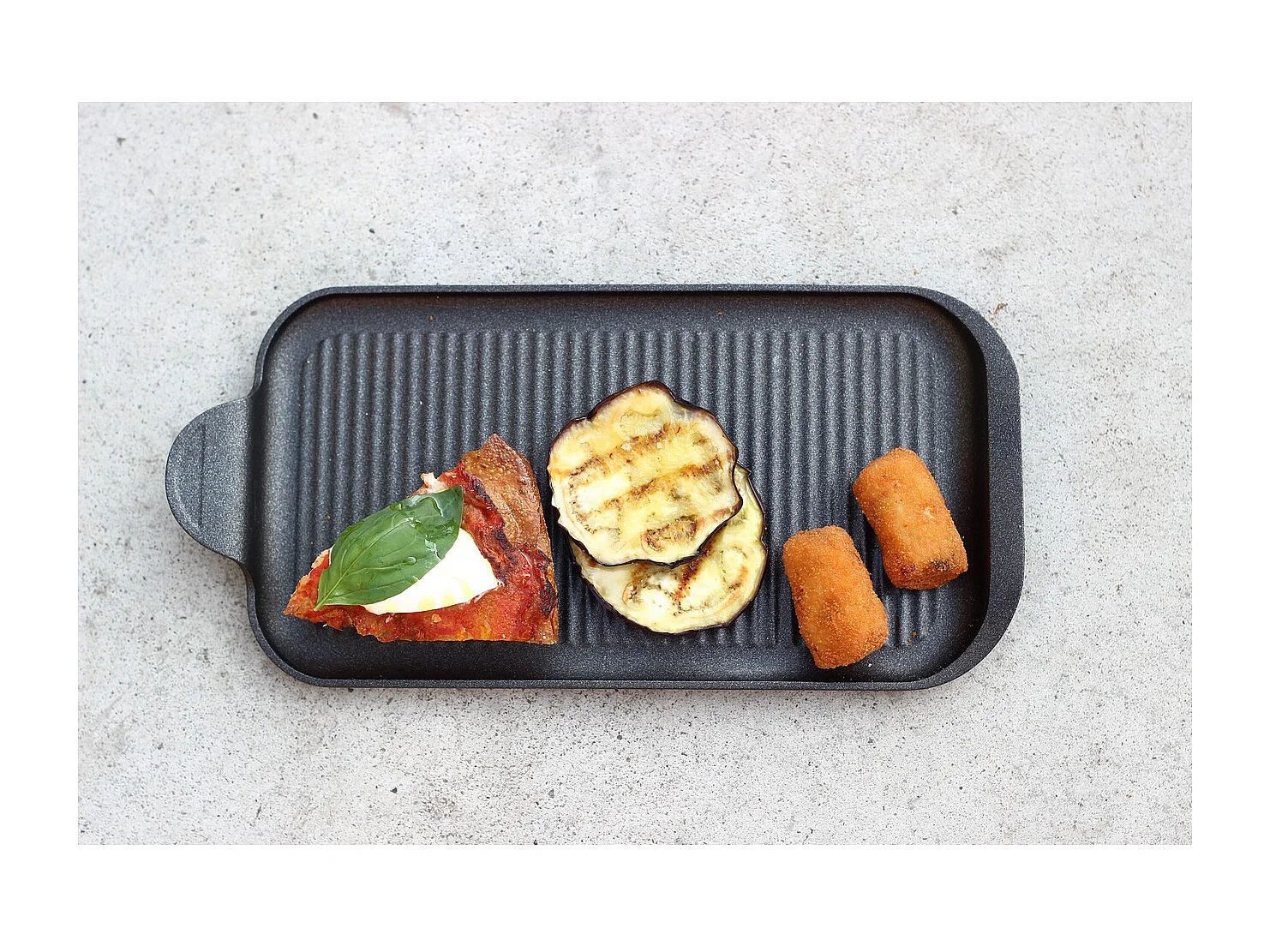 Plaque Finger-Grill BBQ, Noir, 32x16x2 cm, Risolì