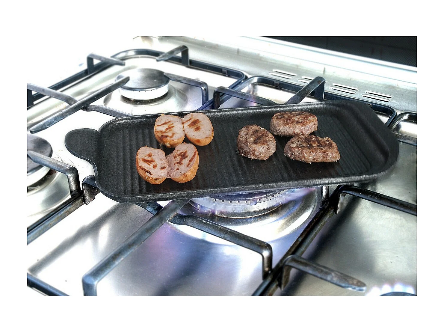 Plaque Finger-Grill BBQ, Noir, 32x16x2 cm, Risolì