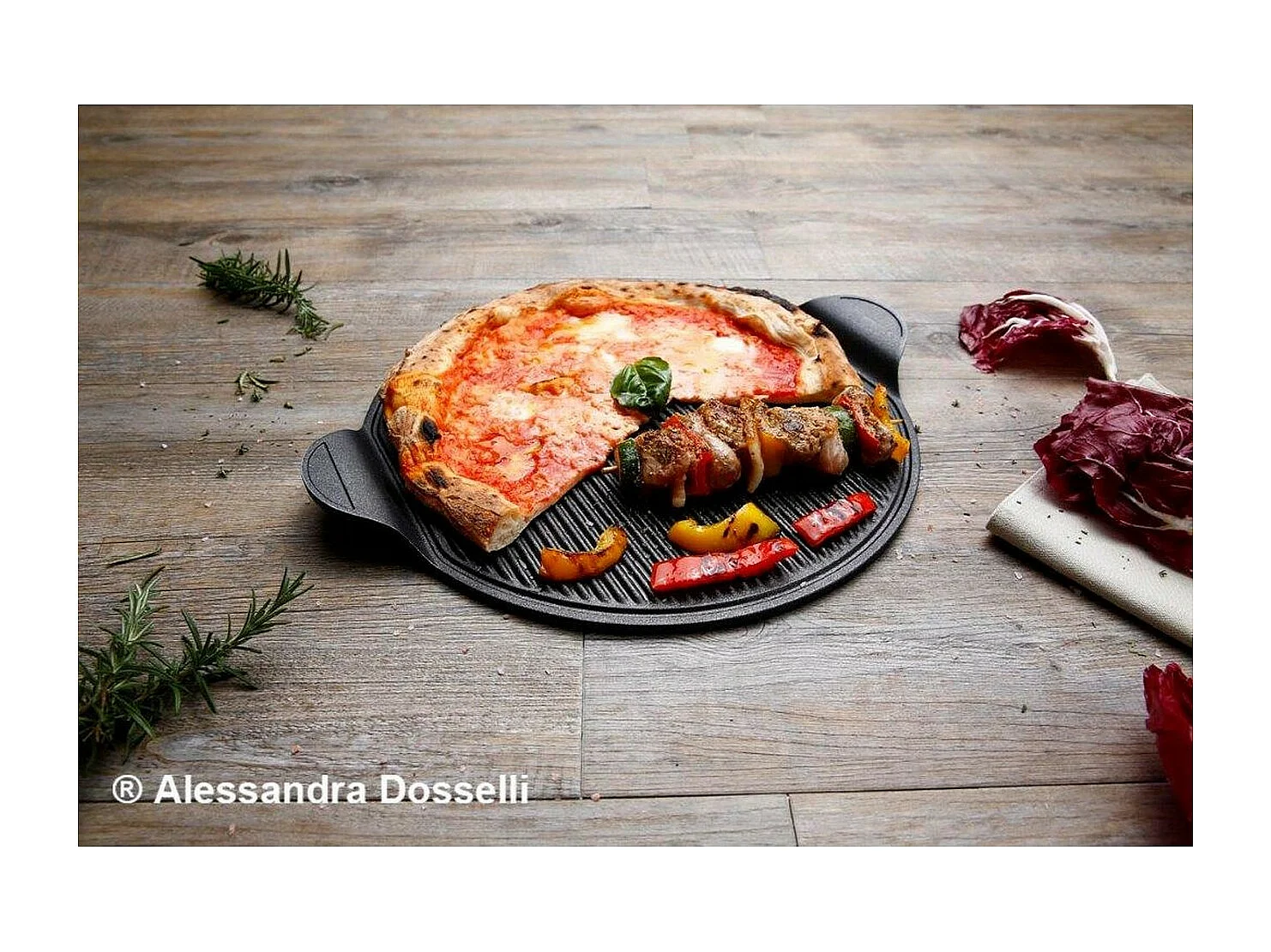 Pizza Grillpan Explora, Zwart, 40x35x1,5 cm, Risolì