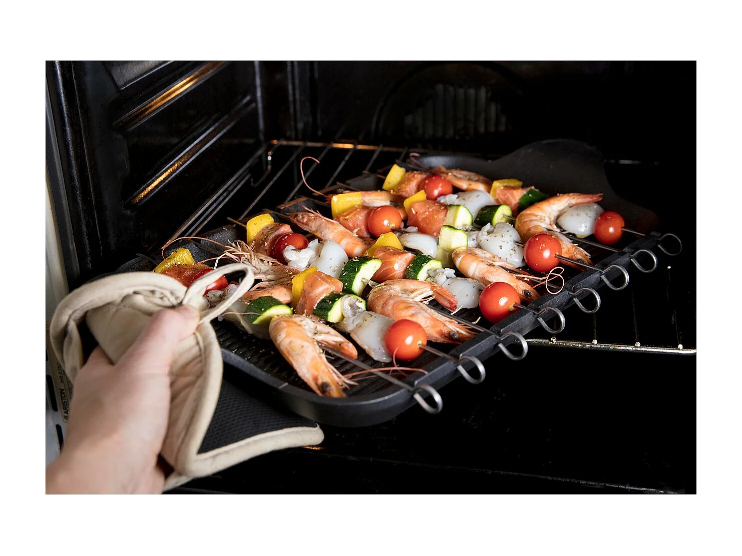 Plaat Grill-Brochette Explora, Zwart, 47x26x2 cm, Risolì