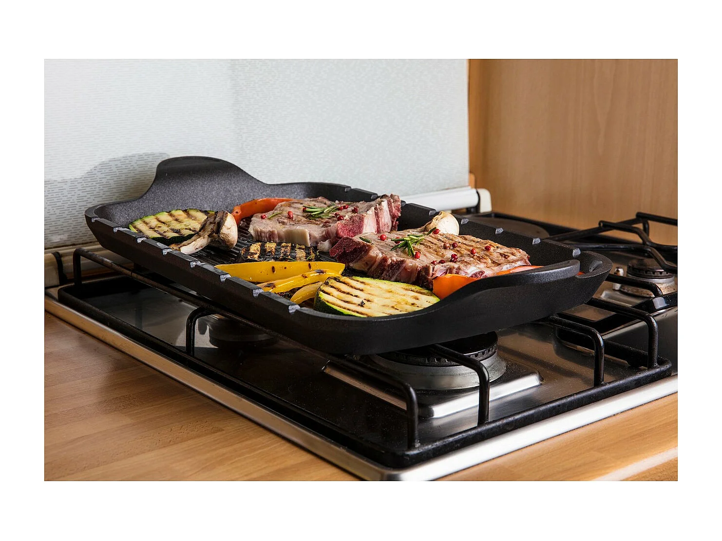 Plaat Grill-Brochette Explora, Zwart, 47x26x2 cm, Risolì