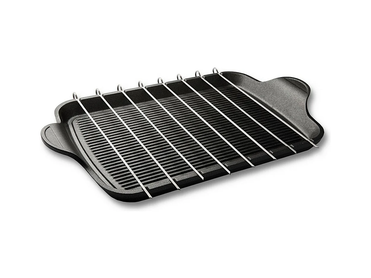 Plaque Grill-Brochette Explora, Noir, 47x26x2 cm, Risolì