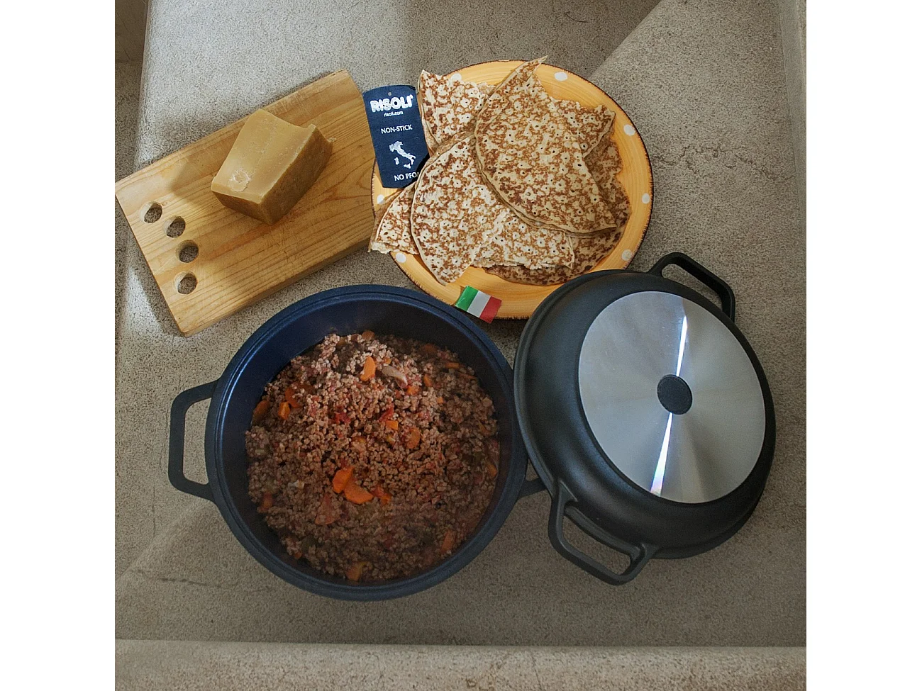 Braadpan Demontabel, Zwart, 24x24x10 cm, Risolì