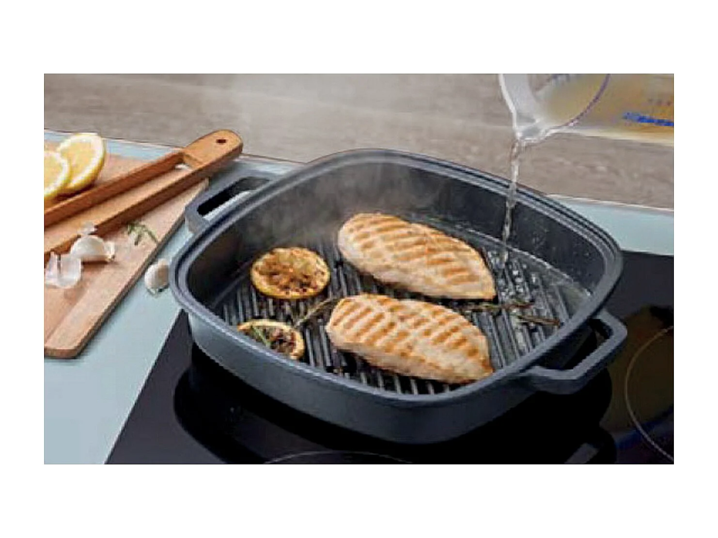 Stoomgrillpan Explora, Zwart, 26x26x5,5 cm, Risolì