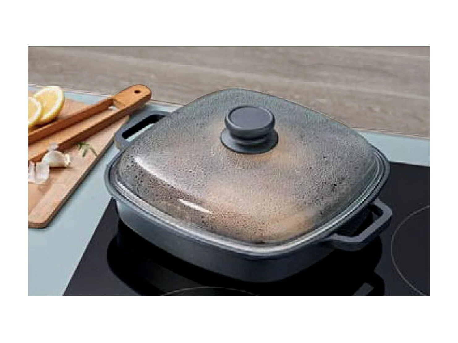 Stoomgrillpan Explora, Zwart, 26x26x5,5 cm, Risolì