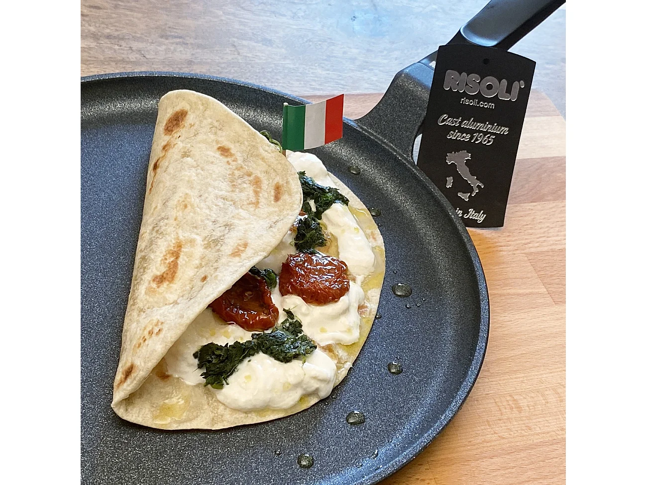 Crêpière Saporella, Noir, 25x25x2 cm, Risolì